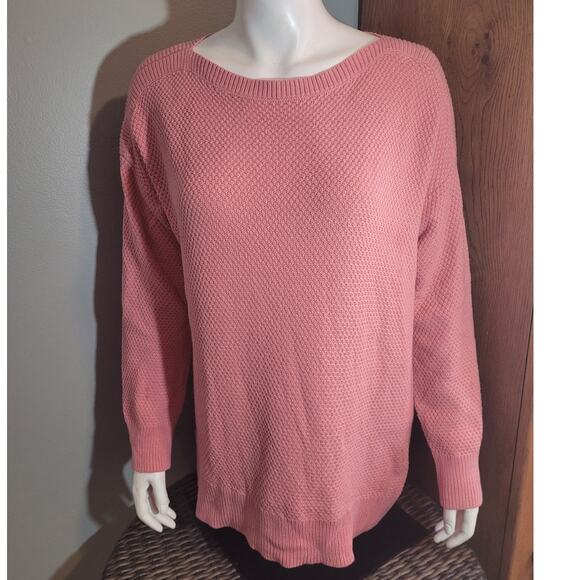 LOFT Pink Knit Oversized Sweater Women's Large Hugge Cozycore Cottagecore Girly - Picture 1 of 7